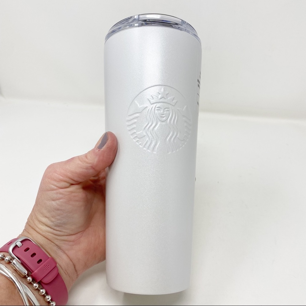 STARBUCKS Pearl White Shimmer Stainless Steel Cold Brew Tumbler - Picture 7 of 11